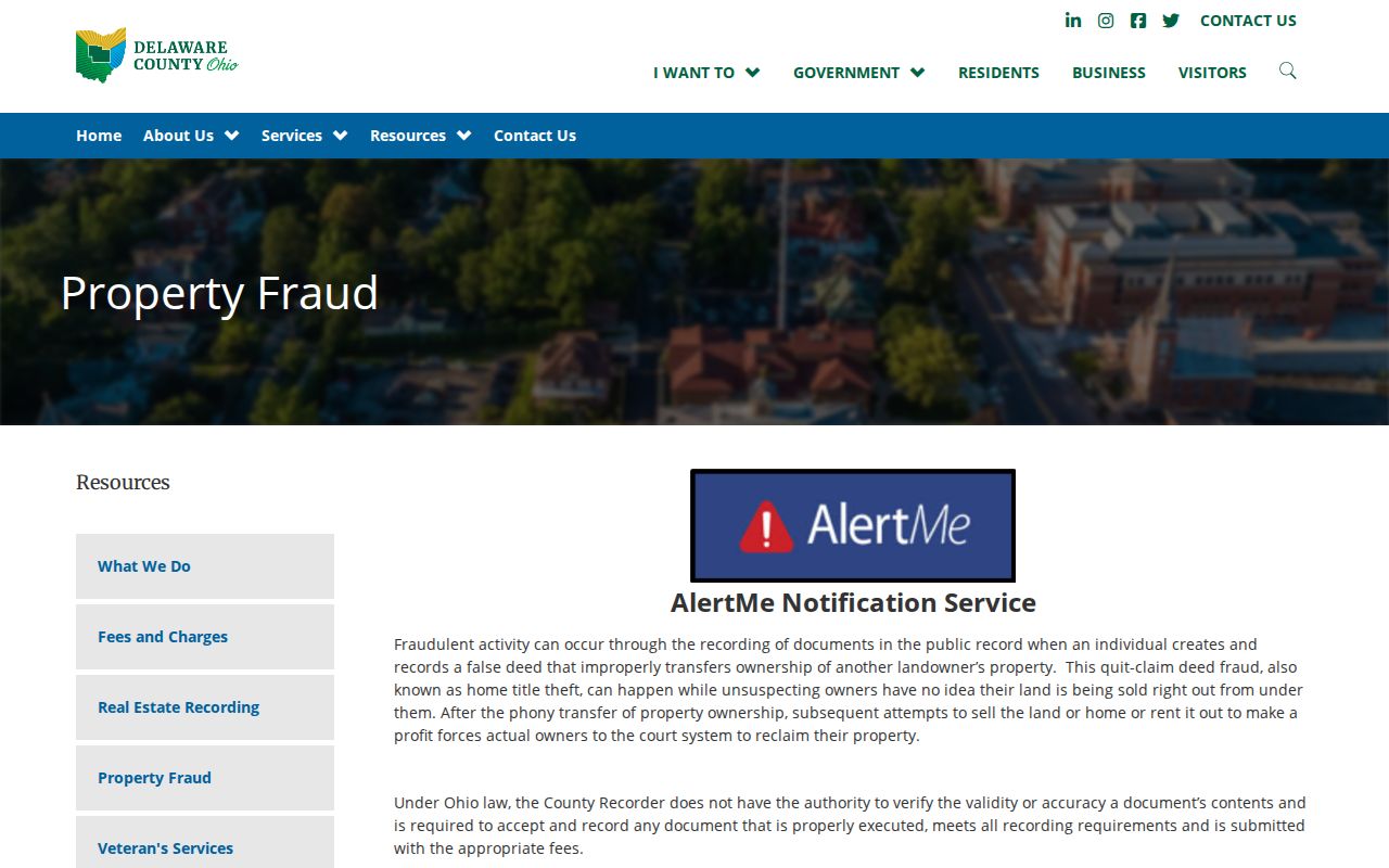 Delaware neighbors page Recorder property fraud guidance and alert information