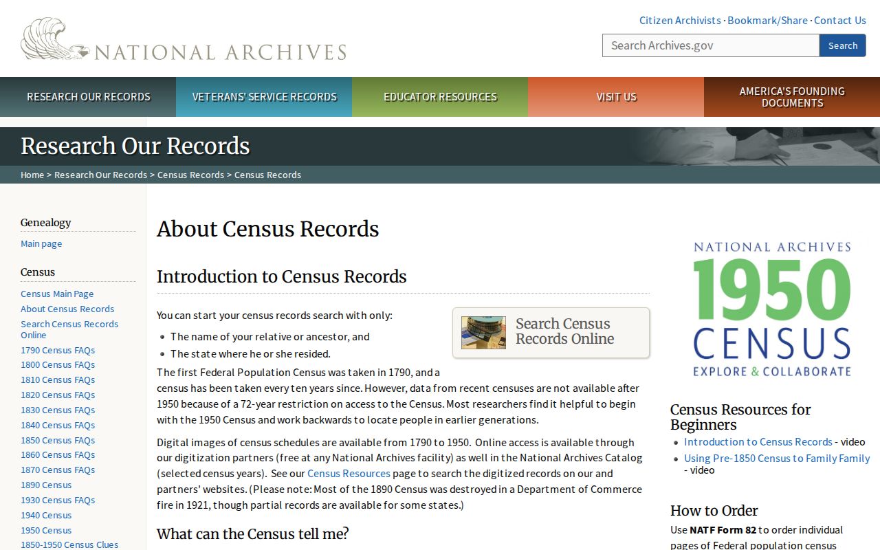 Delaware previous residents federal census research source